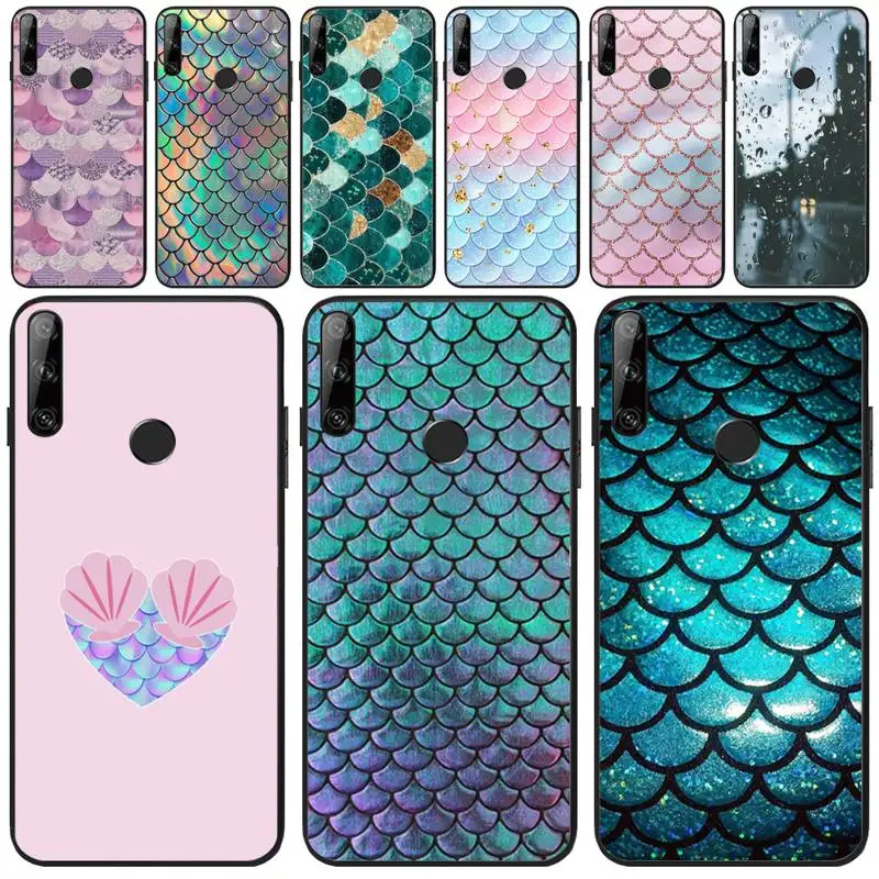 Блестящий чехол для телефона с изображением рыбьей чешуи русалки Huawei Y5 Y6 Y7 Y9 Prime Pro
