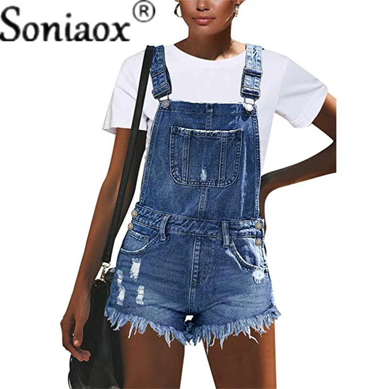 2021 Fashion Sexy Ripped Hole Denim Overalls Women Summer Jumpsuit Female Denim Rompers Playsuit Salopette Straps Shorts Rompers 2021 jeans jumpsuits white high waist jean romper women solid loose casual straight denim overalls female button jumpsuit