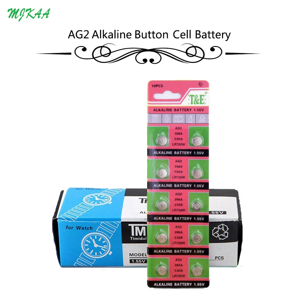 Кнопочные батарейки AG2 LR726 200 396 шт. = 20 карт щелочные SR726 196 1 55 в SG2 SR9 726 LR59 для часов