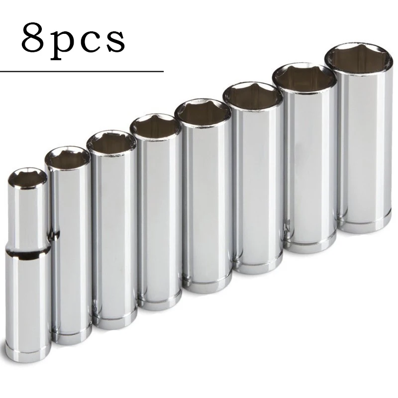 

8pcs/set Non Slip 10mm-19mm Socket Wrench Professional Drive Deep Assembly Kit