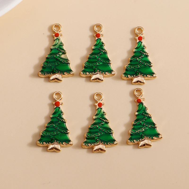 Leslie 10 Stück Mix Emaille Weihnachtsbaum Charms Niedlicher Kiefernbaum Anhänger für Schmuckherstellung Diy Ohrring Halskette Herstellung Zubehör – Detail 18