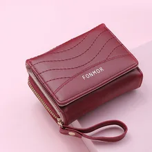 

Short Wallet Female New Retro Three-fold Folding Student Korean Simple Pure Color Multi-card Slot Sewing Thread Coin Coin Purse
