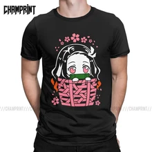 Nezuko, мужские футболки, хлопковая футболка, Demon Slayer Kimetsu No Yaiba Kamado Tanjirou, Аниме Манга, короткий рукав, футболка, 4XL 5XL