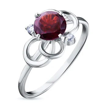 

Silver ring with garnet and cubic zirconia 11050-006-9