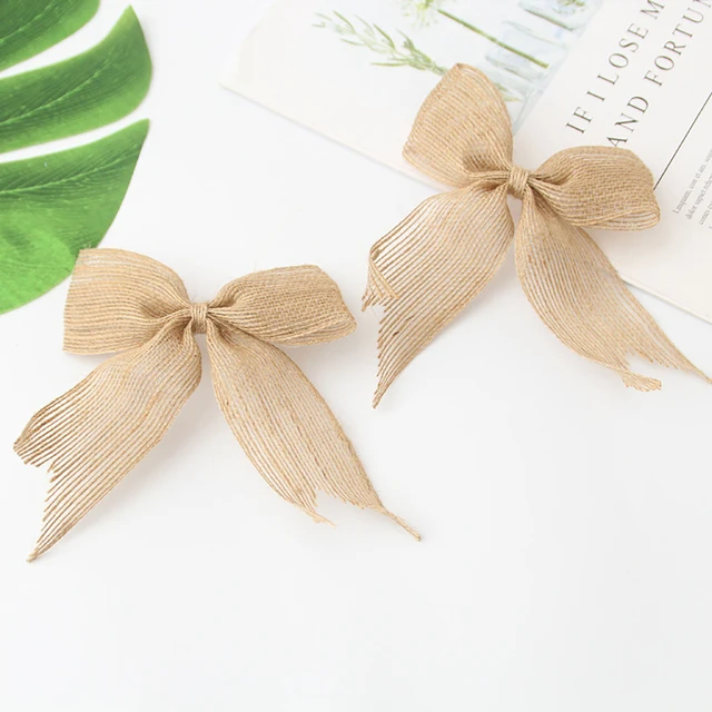 5Pcs Burlap Bows Tie Ornaments Rustic Bowknot Embellishments for DIY Art  Craft Gifts Wrapping Home Wedding Party Decoration