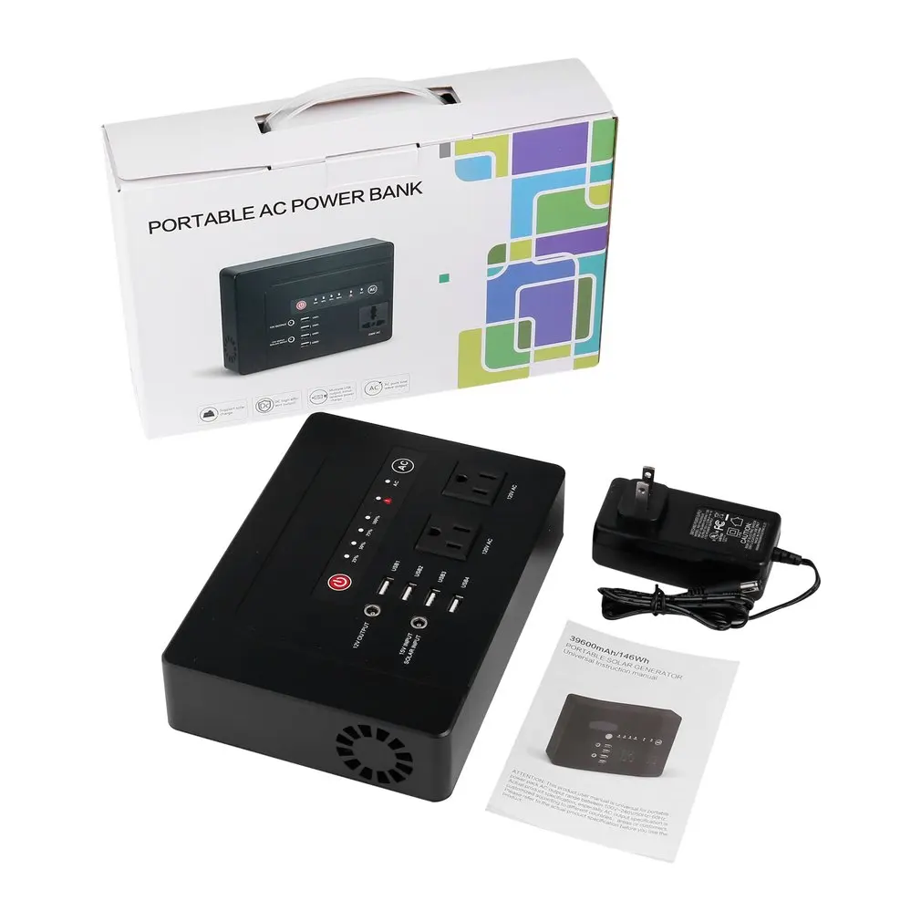  39600mAh Portable Power Bank Lithium Power Supply with 4-USB Ports & 2-AC Outlets & DC outlet for L