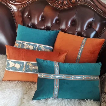 

Embroidery velvet sofa cushion cover 30x50/45x45cm stitching jacquard throw pillow cases decorative home office hotel car