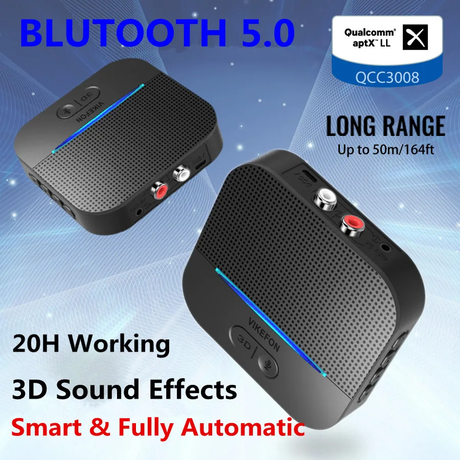 QCC3008 чип Bluetooth RCA приемник 5 0 aptX LL с 3D эффектами 50 м Handsfree автомобильный аудио 3 мм