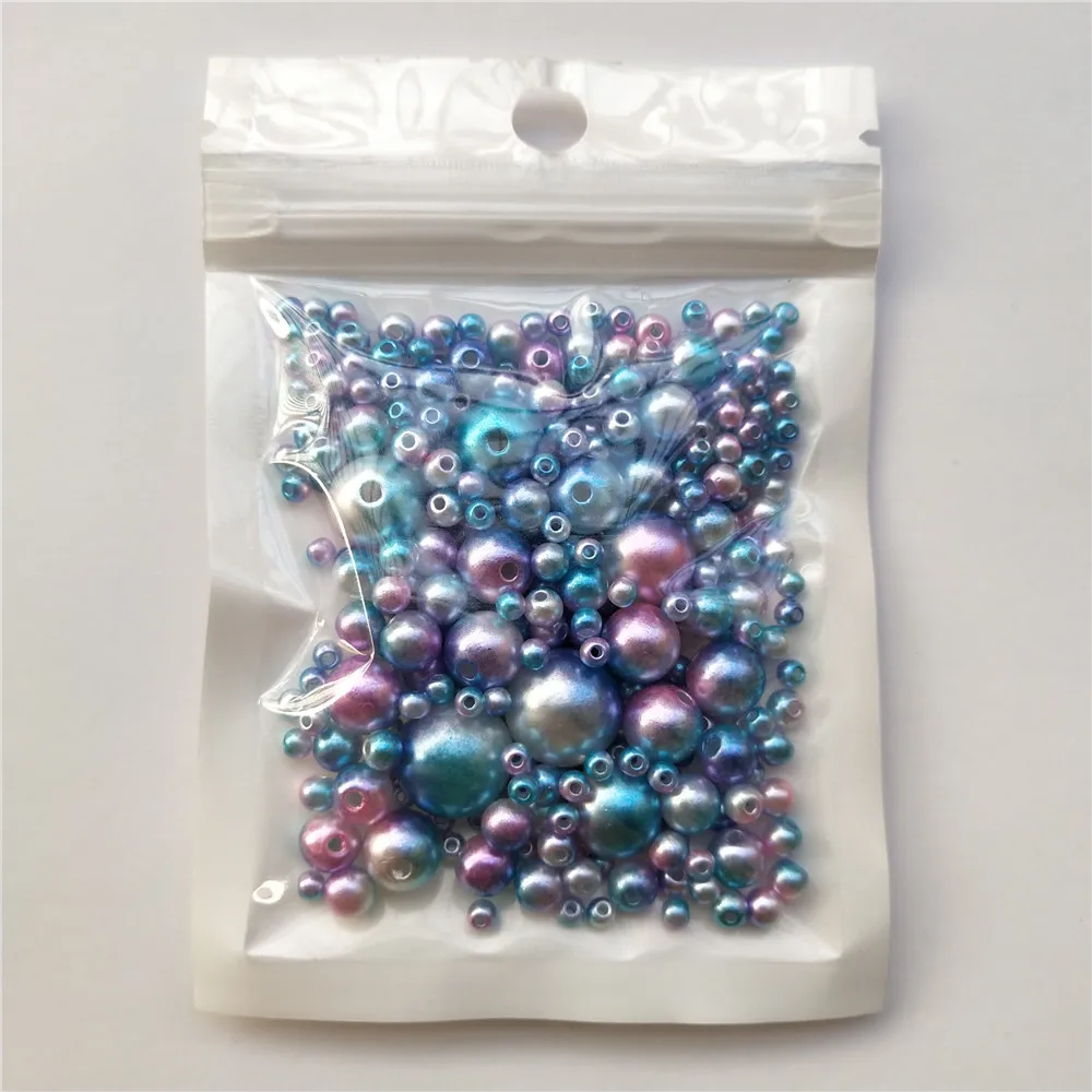 250Pcs Mix Size 3-12mm Beads with Hole Colorful Pearls Round Acrylic Imitation Pearl Beads DIY for Jewelry Making Accessories