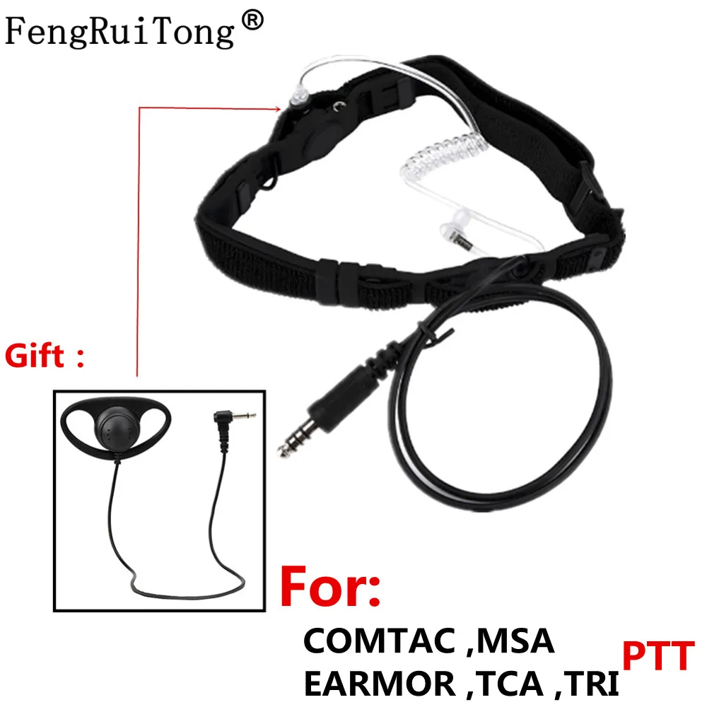 Telescopic Heavy Duty Tactical Throat Vibration Mic headset for COMTAC MSA EARMOR TCA TRI PTT for Walkie-talkie prc-152 BAOFENG