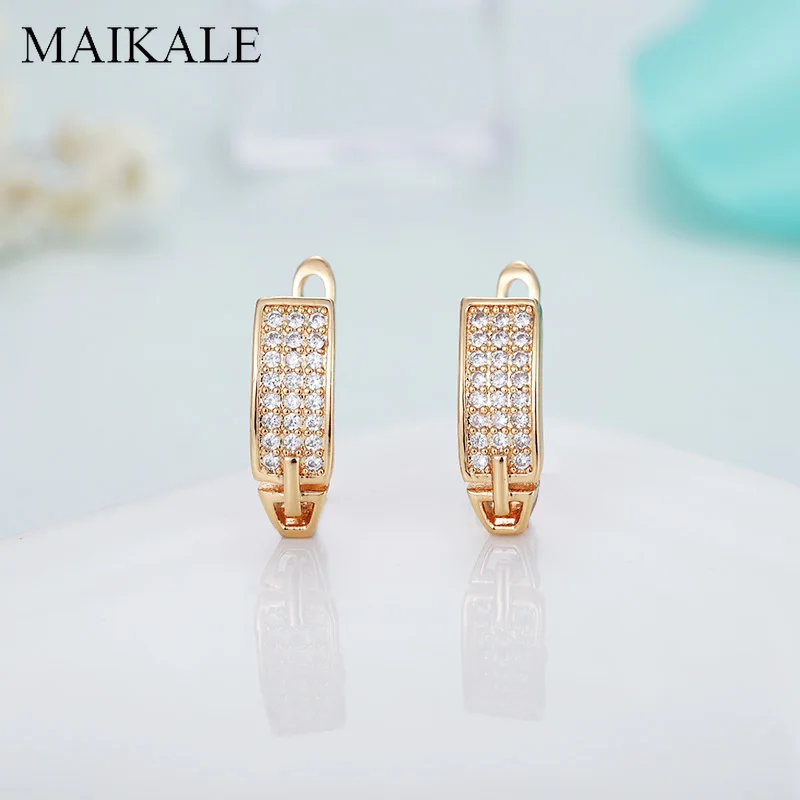 Женские серьги гвоздики с фианитом MAIKALE модные компактные