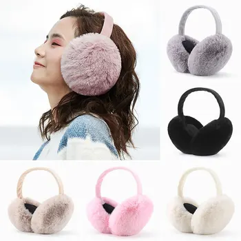 

New fashion cute fur solid color ladies earmuffs autumn and winter warm and comfortable unisex skiing Fur headphones antibruit