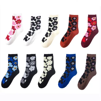 

Socks Woman 10 Pairs Cotton Warm Material Stovepipe Happy Harajuku Art Socks Calcetines Mujer Kawaii Korean Style Women Socks