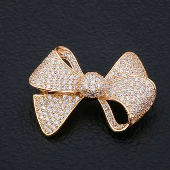 

Diamond Fine Jewelry Bowknot Brooches for Women 14K Soild Gold Luxury Bohemia Brooch Jewelry Noble Fragrance Engagement Brooches