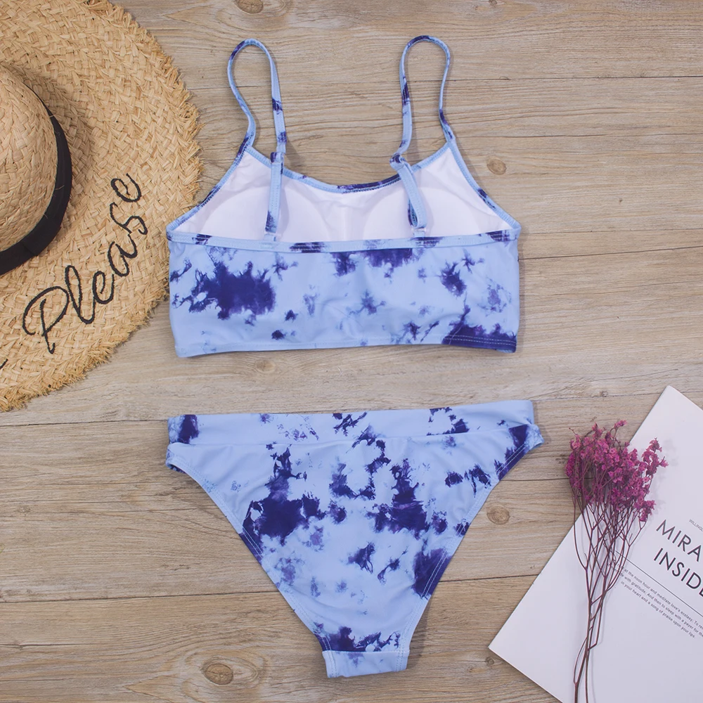 7-14 Year Girl Swimsuit New Tie Dye Two Piece Teenage Girl Bikini Set Biquini Butterfly Print Cute Bathing Suit SwimWear299 girls swimsuit