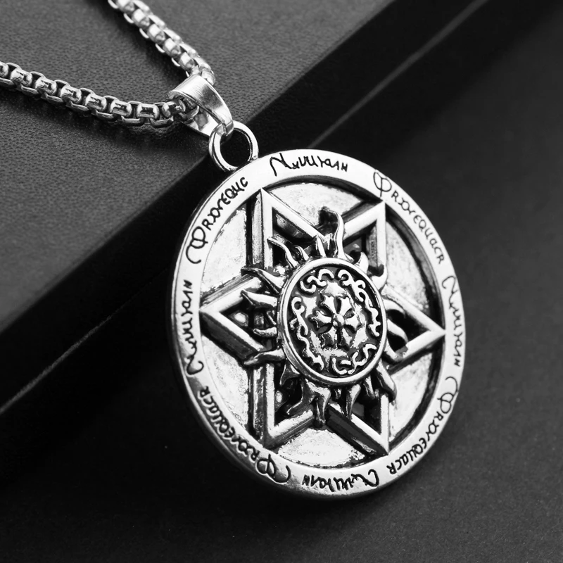 Винтажная сверхъестественная шестиугольная круглая амулет подвеска goth link chain
