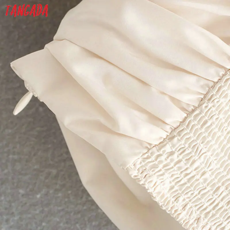 Tangada Женская стильная рубашка с открытыми плечами блузка с коротким рукавом женская плиссированная укороченная блузка Топ blusas mujer CE455