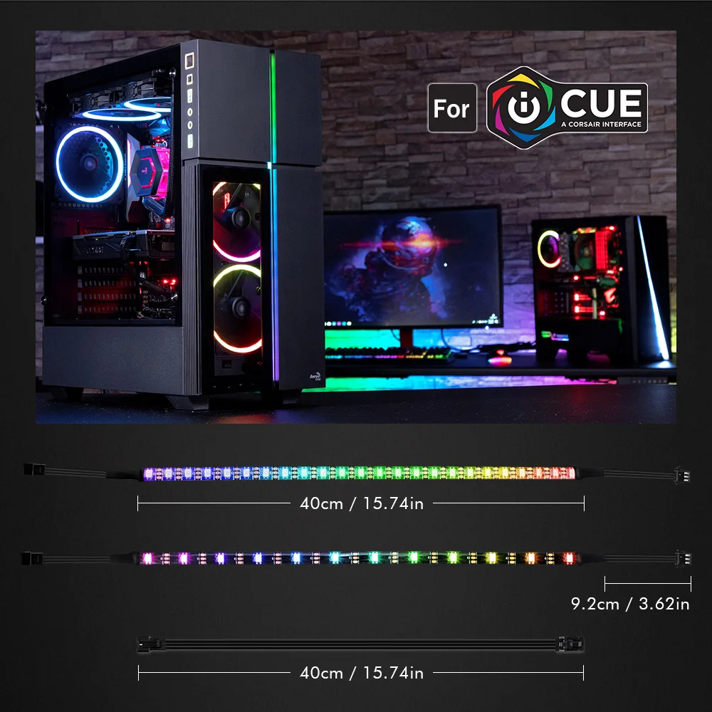 Индивидуально адресуемых RGB светодиодный полоски для iCUE Corsair светодиодный осветительный набор Декор ПК чехол светодиодный полосы 5V WS2812b Радуга Цвет полосы