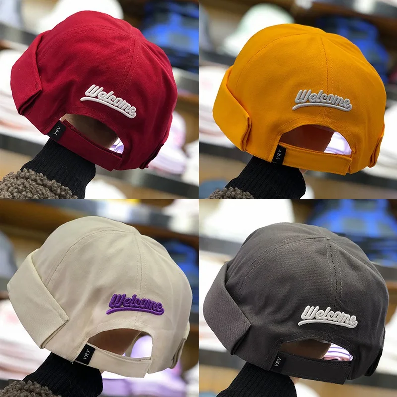 

Cotton Brimless Hat Retro Rolled Cuff Beanie Hat Trucker Worker Cap Unisex Sailor Biker Cap Tennis Caps Sports 2020