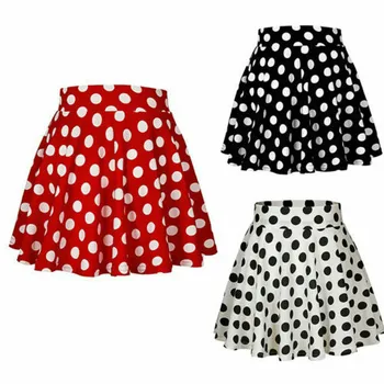 

Women Ladies Mini Girl Short Skirts Clothes Clothings Casual Polka Dot Leisure Print Red White Black A-Link Skirts Tutu Sundress