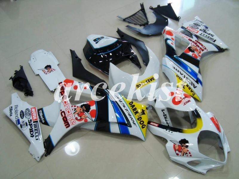 ABS мотоцикл Полный обтекатели комплект подходит для SUZUKI GSX-R1000 GSXR1000 2007 2008 07 08 K7 набор кузова белый