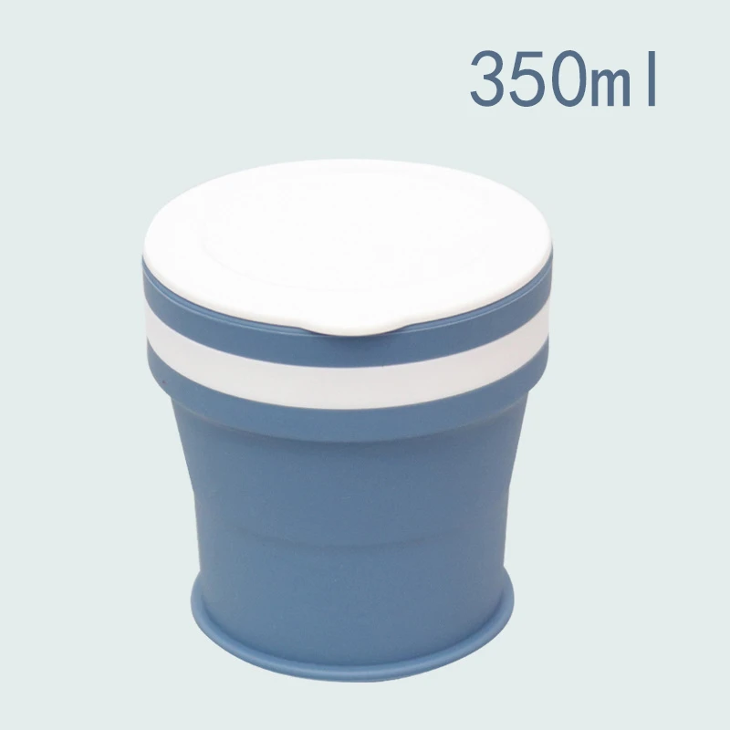 170/270/350 мл хранение, силикон портативная силиконовая телескопическая Питьевая Складная кофейная чашка Складная силиканая чашка с крышками путешествия - Цвет: 350ml Blue