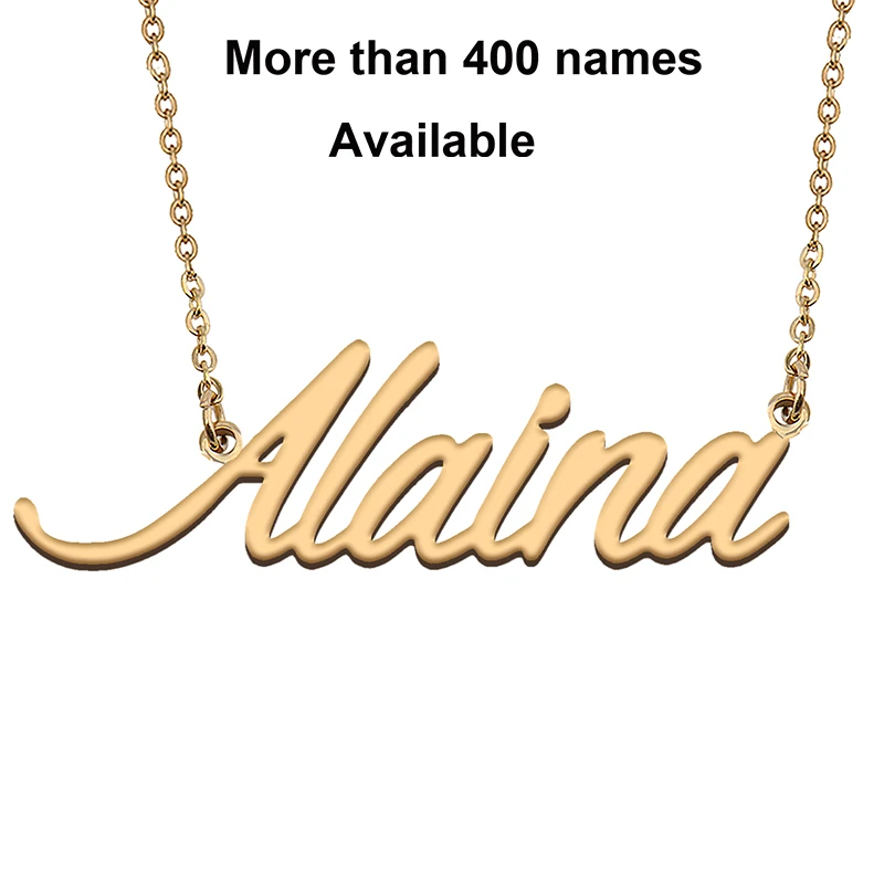 Alaina誕生日パーティーのための筆記体の手紙の名前のネックレスクリスマス新年卒業結婚式のバレンタインデーギフト チェーンネックレス Aliexpress