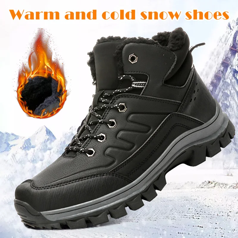 Мужские зимние ботинки; походная обувь; повседневные ботильоны с флисовой подкладкой; зимние теплые прогулочные ботиночки; плюшевые зимние кроссовки(маленький подарок