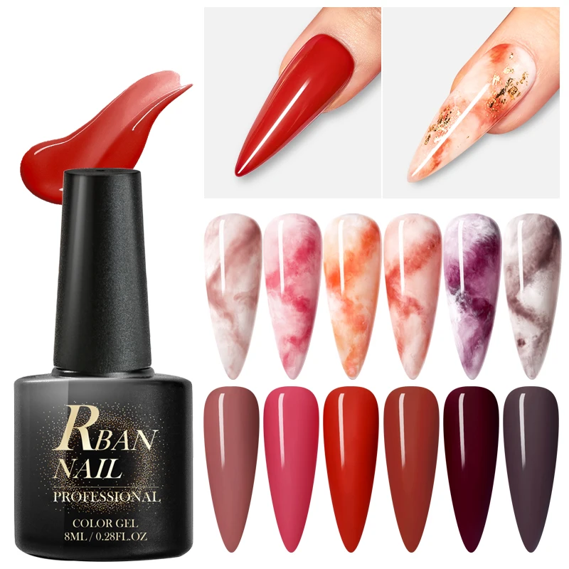 RBAN NAIL 8ml Pure Цветной Гель-лак для ногтей мраморный цветочный эффект лак Off UV матовое