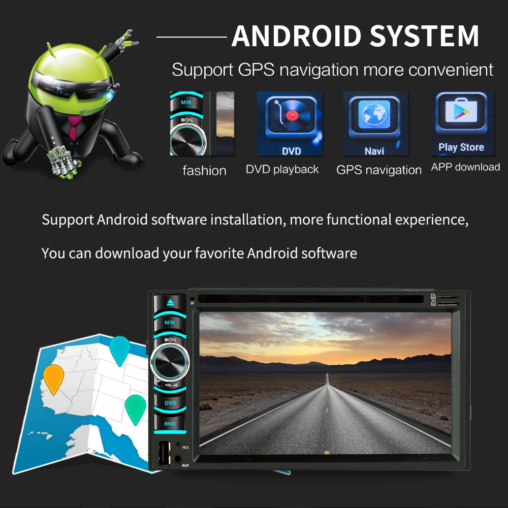 6,2 дюймов Android Автомобильный gps навигатор 2 Din Авторадио универсальный автомобильный мультимедийный плеер DVD BT FM Mirrorlink стерео аудио 6116