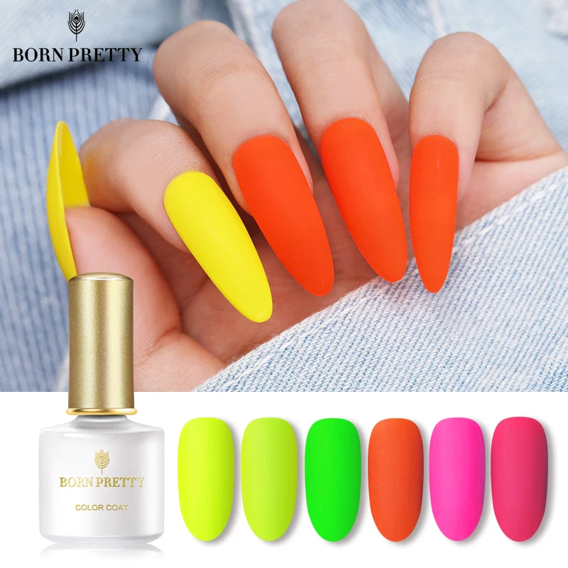 

BORN PRETTY Neon Matte Nail Gel Polish 6ml Fluorescent Green Yellow Colors Soak Off UV Gel Varnish Nail Art Gel