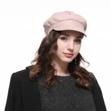 Замшевая восьмиугольная кепка, Женская британская ретро Повседневная одноцветная Кепка, Женская Бейсболка с рисунком конского хвоста