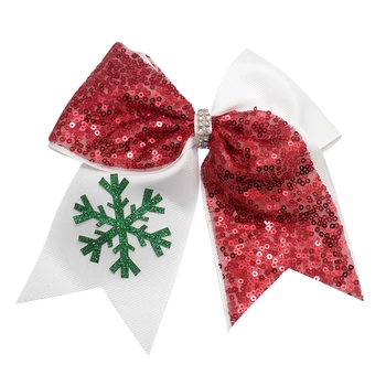 

6pcs 7‘’ snow Christmas cheer Bows Layered Green Tree Hair Clips For girls Festival Hairpins Headwear Hair Accessories