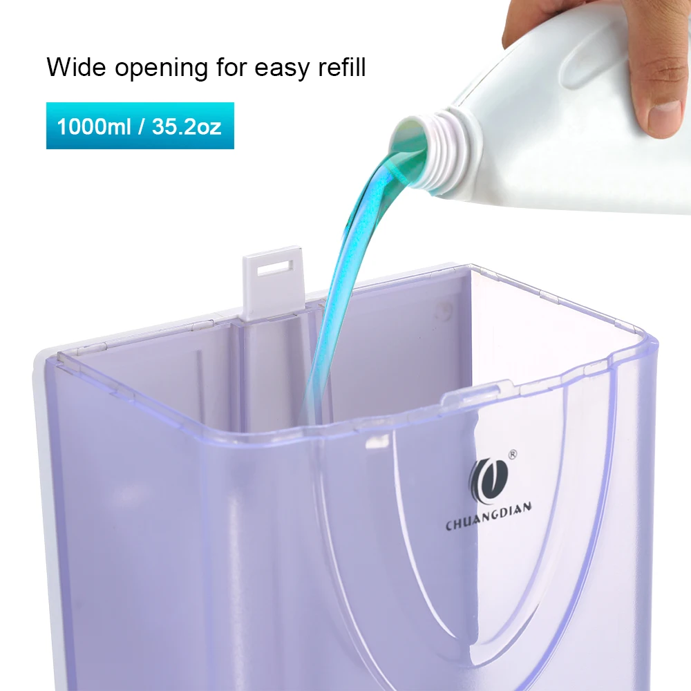 CHUANGDIANWall Mount Hand Sanitizer Detergent Shampoo Box Liquid Soap Dispenser Manual 1000ml Home Kitchen Bathroom Soap Bottle