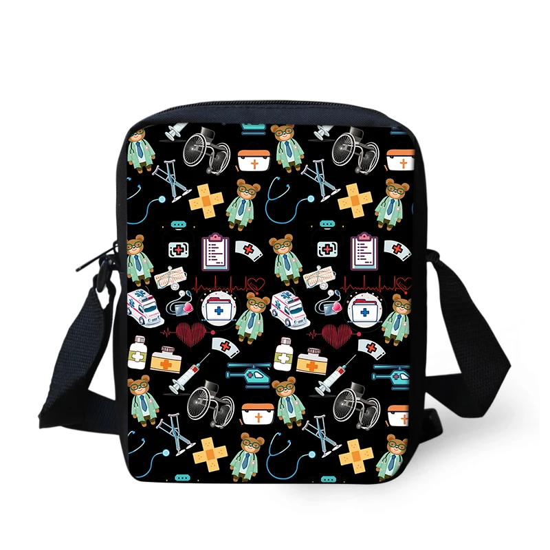 

Nurse Bear Messenger Bag Handbag Kids Small Shoulder Bag Ladies Crossbody Bags Zipper Tote Bookbag