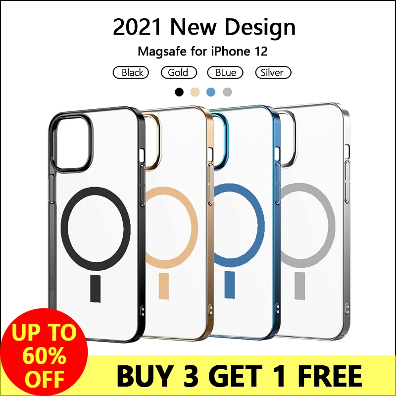 

2021 New Magsafe Magnetic Case for iPhone 12 Pro Max Mini Cover Support Wireless Charging Electroplate Anti-Scratch Protective