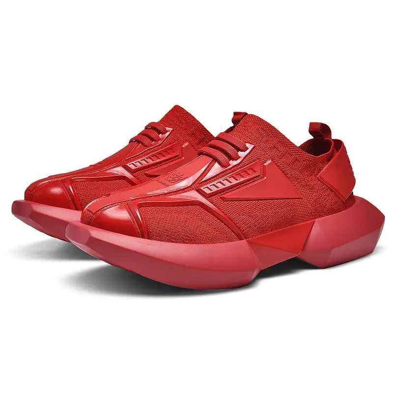 

2019 New Fashion Men's Shoes High Quality Flyknit Men Casual Shoes Platform Chunky Sneakers Male Adult Plus Size 39-45