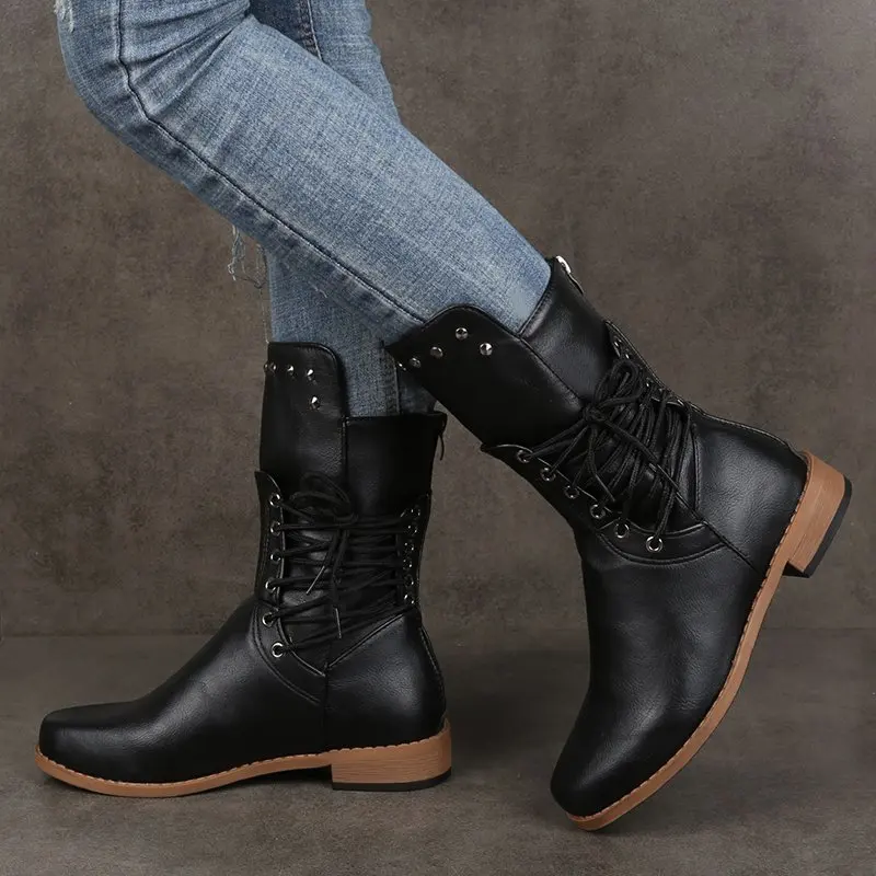 Women Boots Classics Style Plus Size Western Boots Woman Shoes High Quality Motorcycle Riding Equestrian Boots Ladies Promotion