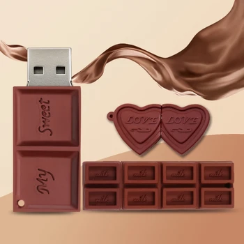 

Wholesale cartoon 64GB cute chocolate Romantic gift USB Flash Drive 4GB 8GB 16GB 32GB Pendrive USB 2.0 Usb stick