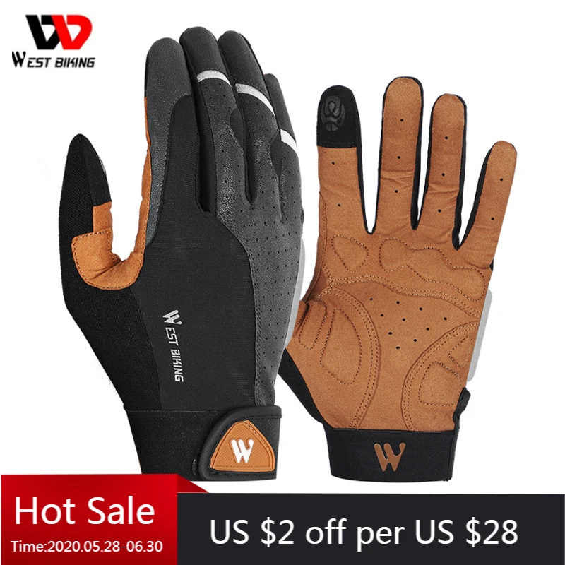 Breathable Gloves Bike West-Biking Winter Full-Finger Touch-Screen Motorcycle Windproof