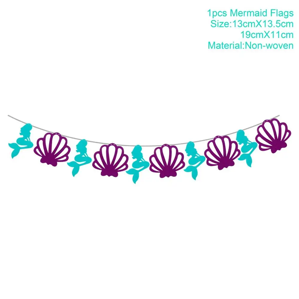 Mermaid flags Маленькая Русалочка, одноразовая посуда для дня рождения, декор для детей, для девочек, бумажные тарелки, салфетки, Русалочка, принадлежности для дня рождения - Цвет: Mermaid flags