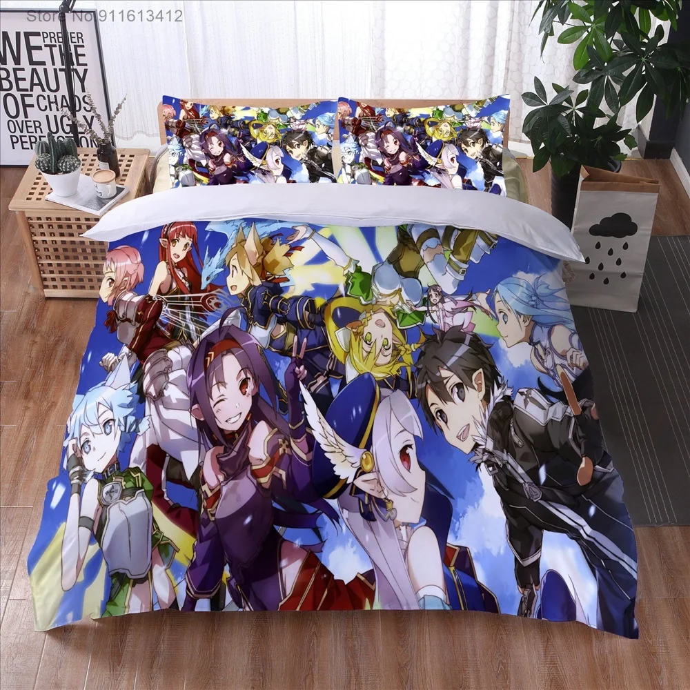 Anime Sword Art Online High Quality 3D Printed Pattern Duvet Cover with Pillow Cover Bedding Set Anime Bed Set Bedroom Luxury