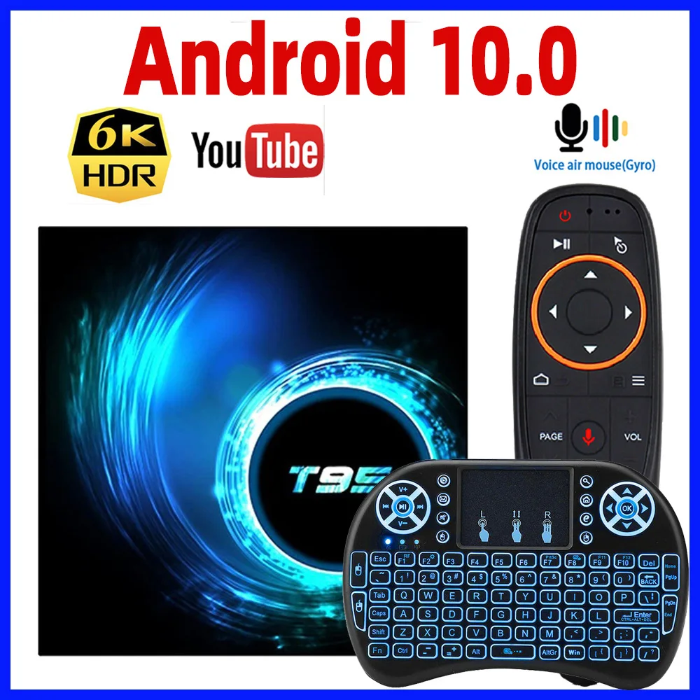 2020 Android 10 ТВ бокс T95 Smart TV Box Max 4 ГБ ОЗУ 64 Гб ПЗУ Allwinner H616 четырехъядерный 4K медиаплеер