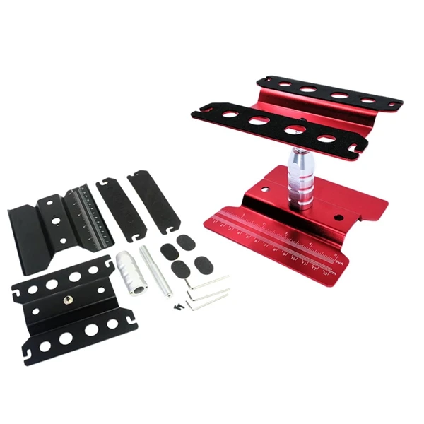 

2Set Metal Aluminum RC Car Workstation Work Stand Repair 360 Degree Rotation for 1/8 1/10 1/12 1/16 Scale Model,Red & Black