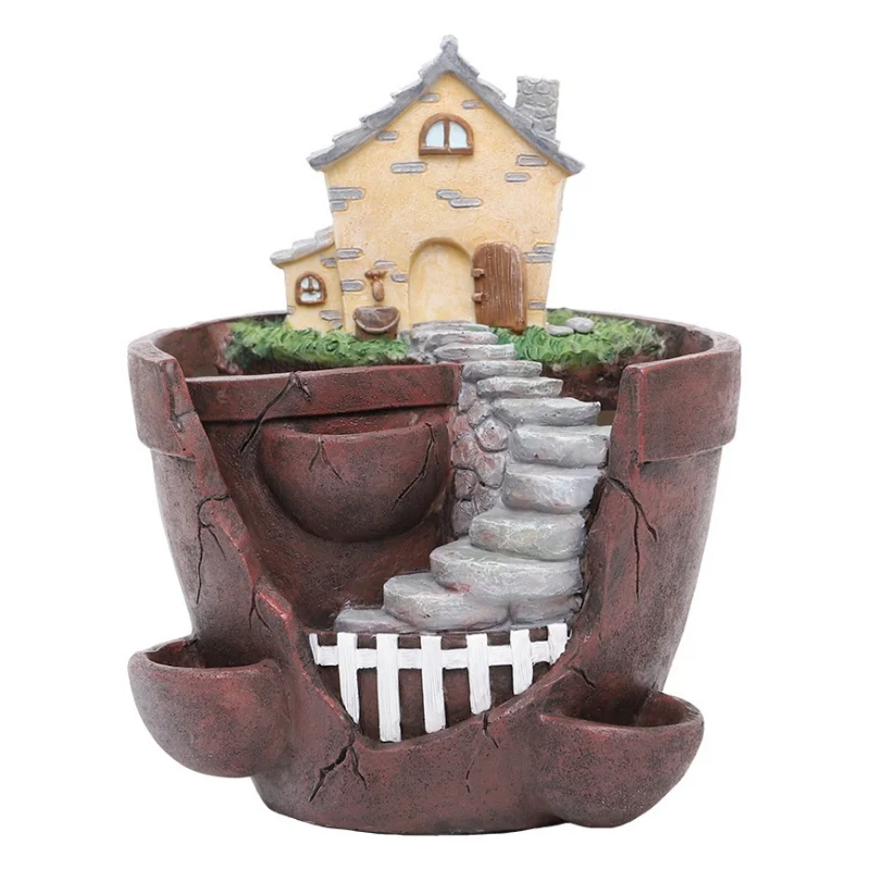 1PC Farm House Flowerpot Fairy Garden Planter Pot Succulent Plant Home Decoration Desktop Flower Ornament Hot | Дом и сад