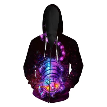 

Autumn new ghost cat printed men's cardigan hooded Wei Yi Chao Europe zipper men's Wei Yi Blouse hoodies