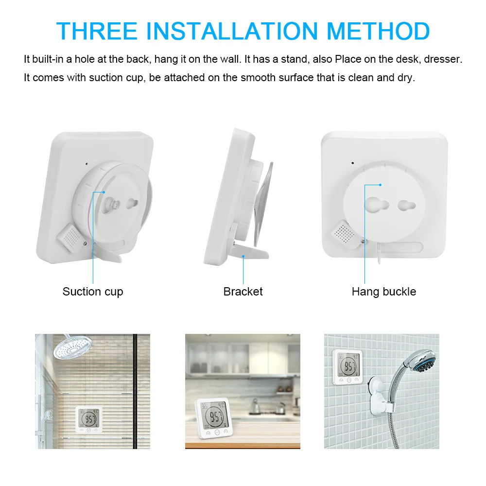 ЖК-цифровые водонепроницаемые для брызг воды, настенные часы для ванной, часы для душа, таймер, температура, влажность, кухонные, для мытья комнаты, таймеры