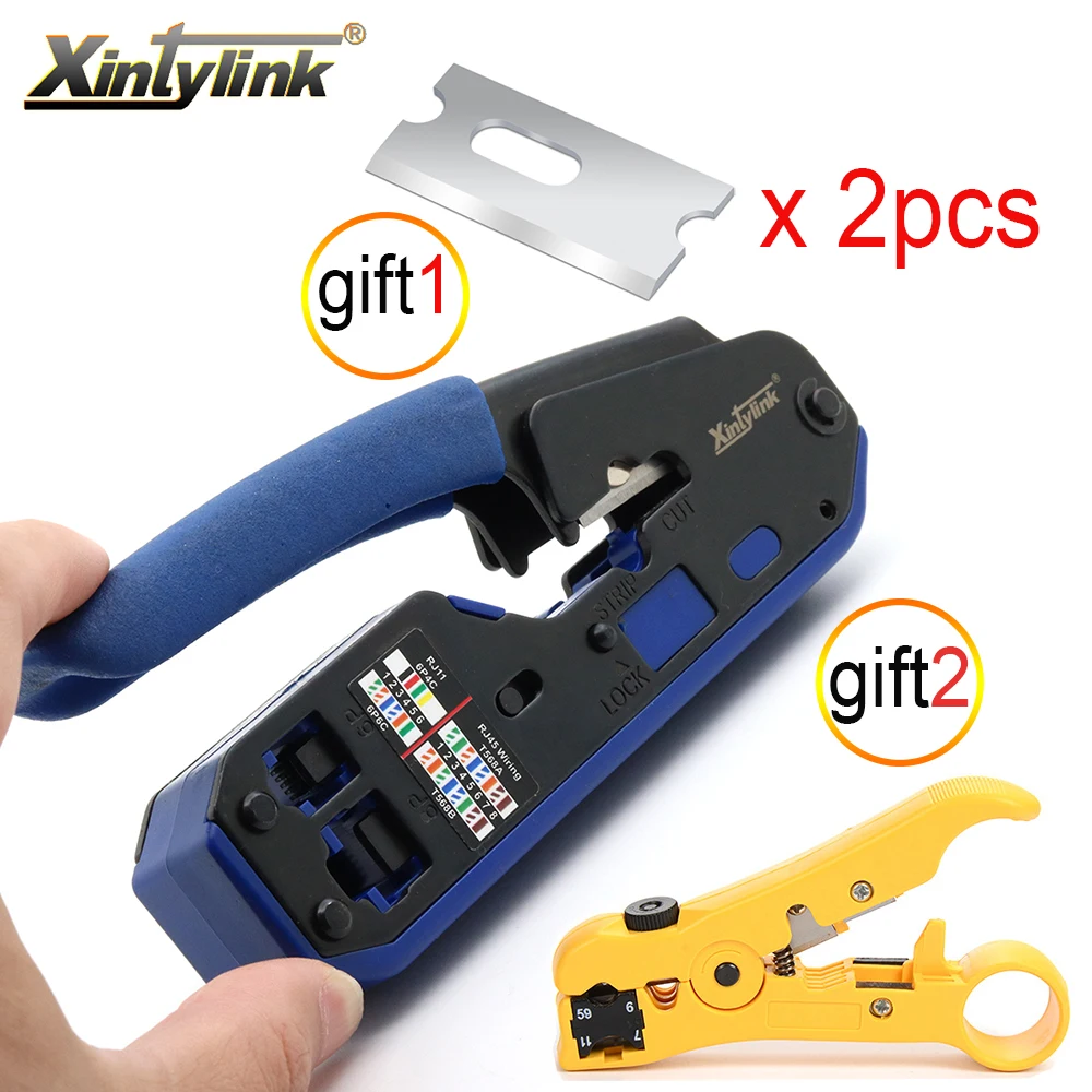 Обжимные Щипцы xintylink RJ45 сетевой обжимной инструмент для зачистки кабеля ethernet RG45