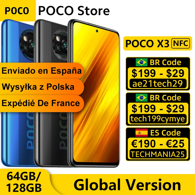 Versión Global POCO X3 NFC 6GB 64GB / 128GB Smartphone Snapdragon 732G Octa Core 6,67 teléfono móvil 64MP Quad 5160mAh Cámara