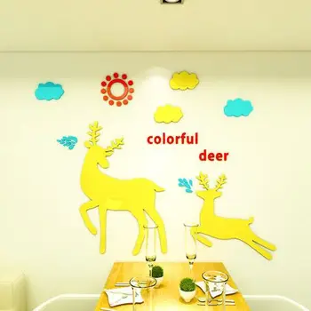 

Literary Girl Heart Bedroom Bedside Fawn Wall Stickers Girls Dormitory Wall Decorations Acrylic 3d Three-Dimensional Sticky